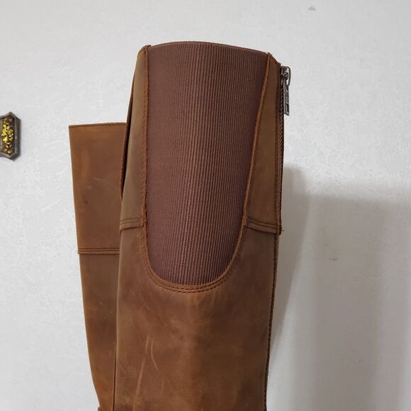 Timberland Graceyn Womens 7.5 Waterproof Tall Boot Side Zip Leather Distressed - Picture 12 of 14